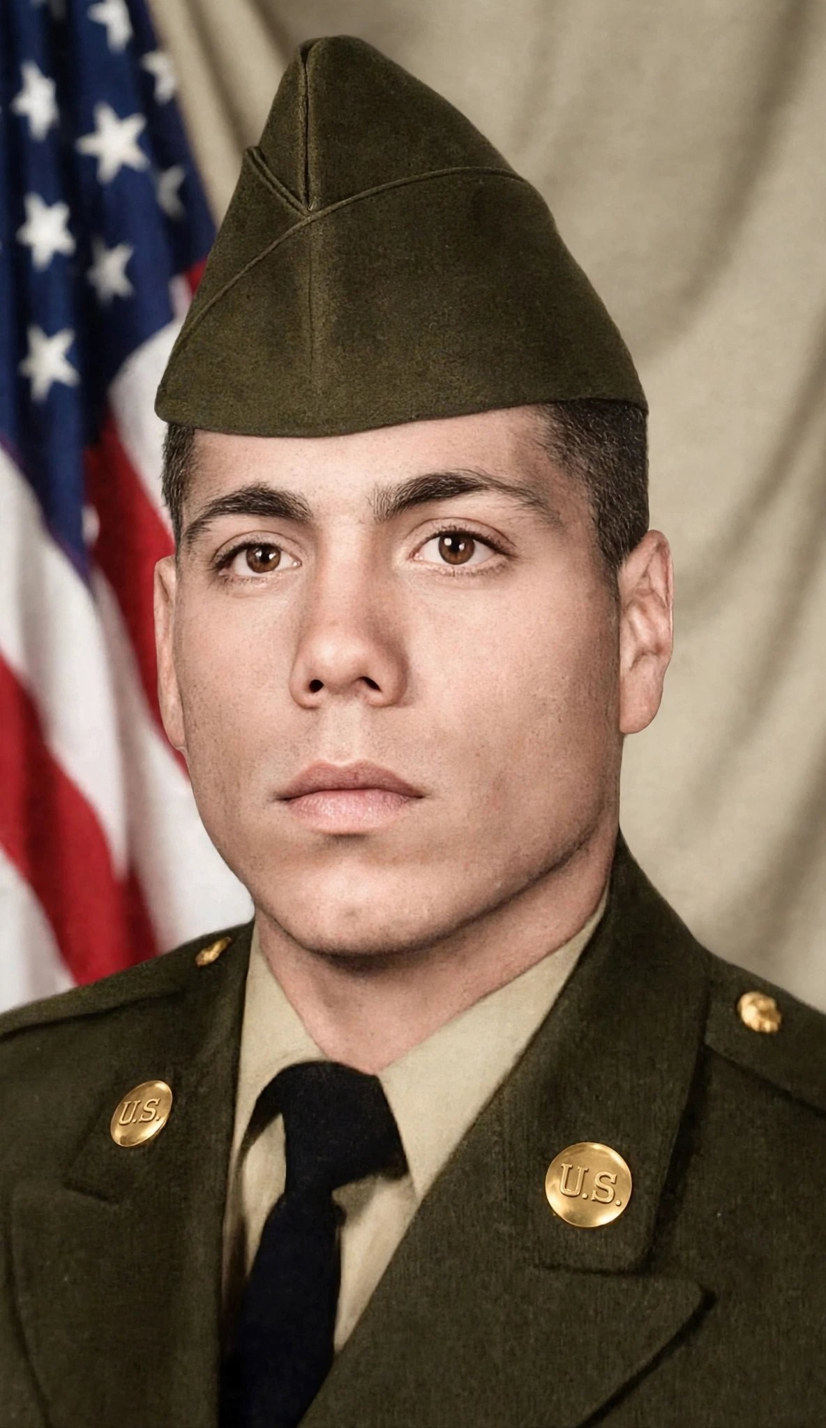 The same soldier portrait restored and colorized by Photo Image